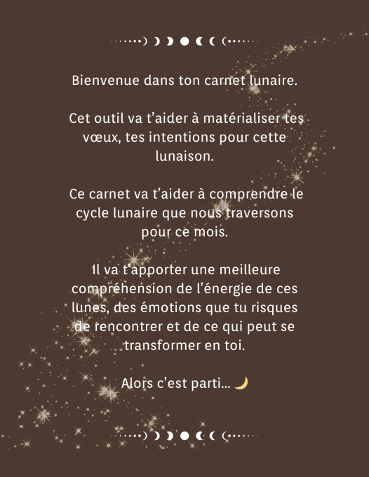 CARNET DE LUNAISON NOUVELLE LUNE MARS 2026