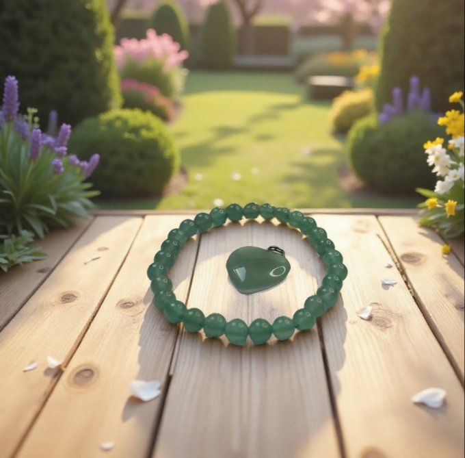 PARURE PENDENTIF ET BRACELET EN AVENTURINE